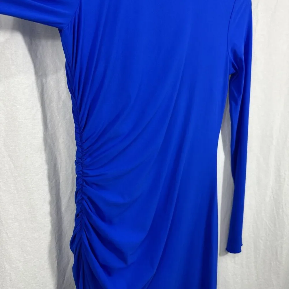 Sweaty Betty Shayla Ruched Long Sleeve Midi Dress Electric Blue Womens S Sculpt - Picture 6 of 16